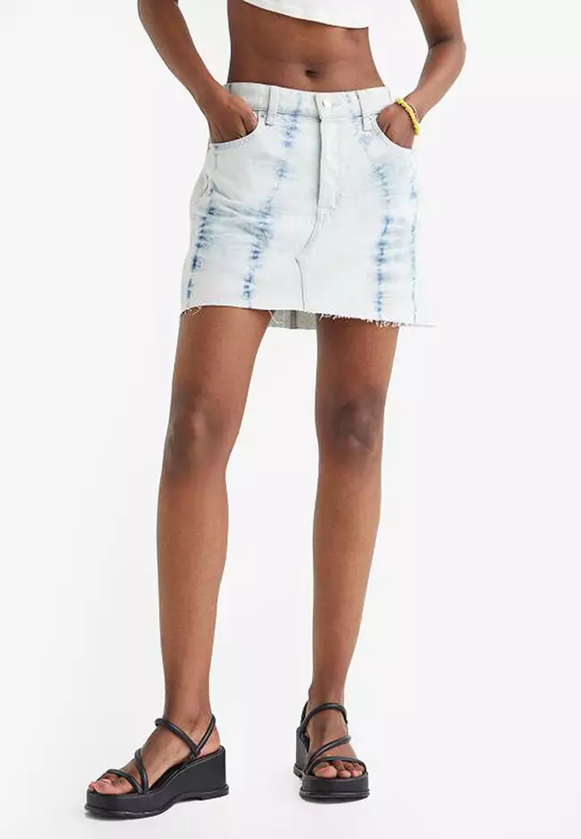 H&m ripped denim skirt store