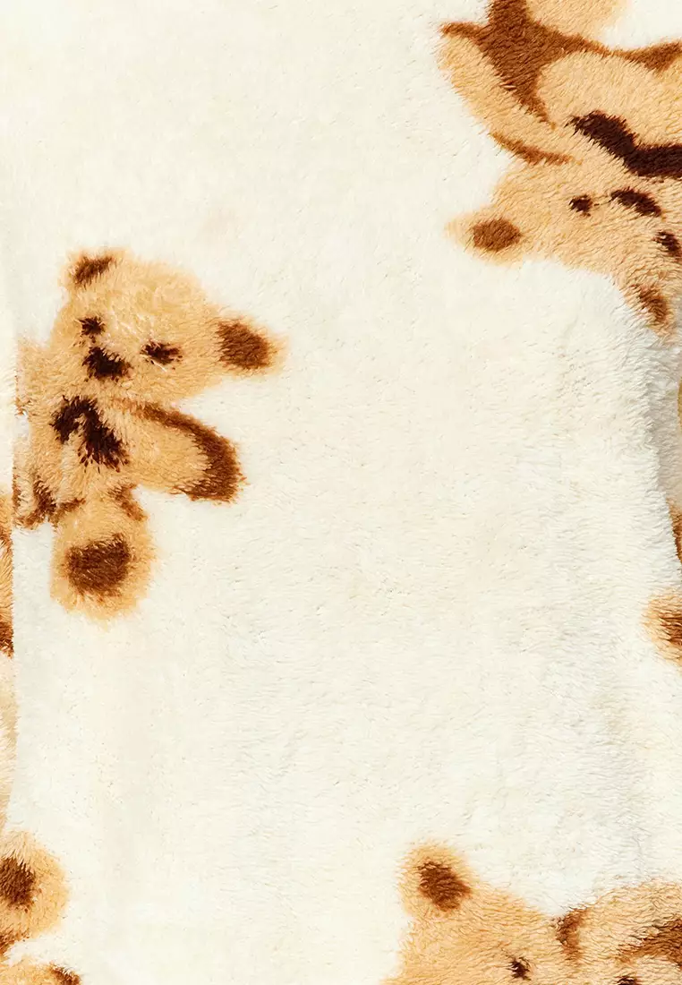 Ecru Multicolored Teddy Bear Wellsoft Winter Knitted Pajama Set THMAW24PT00191