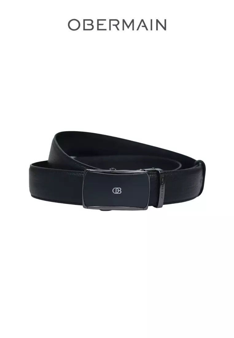 Men's Giftset RFID Wallet & 35MM Automatic Buckle Belt Free Cardholder Genuine Leather Black