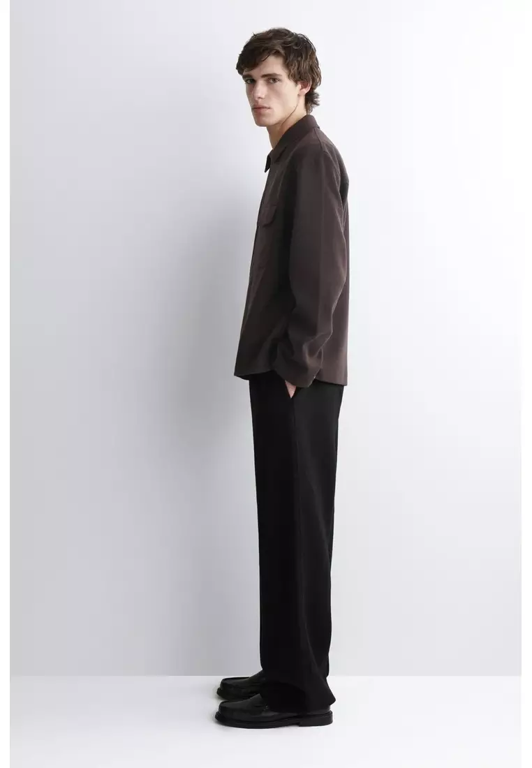 CORDUROY-JERSEY ZIP-UP OVERSHIRT