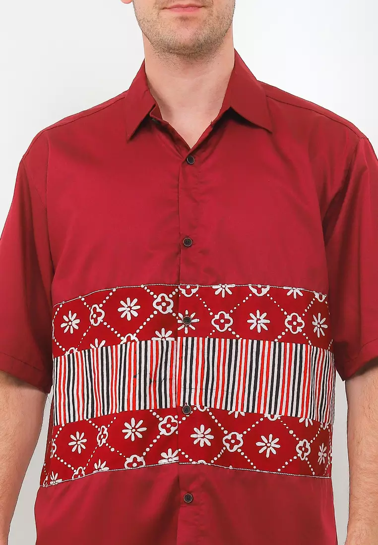 Baju Muslim Pria Kemeja Koko Lengan Pendek Regular Fit Motif Al-Basithu