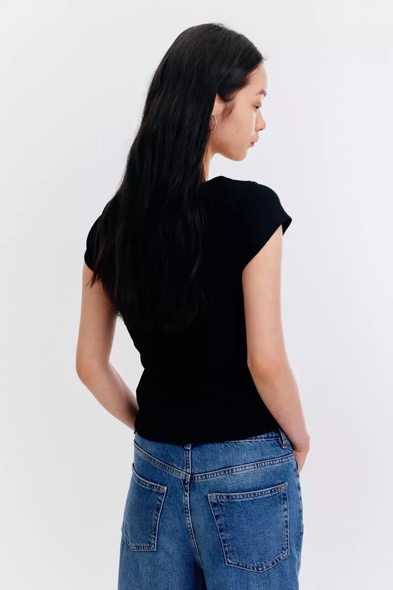 Integral-bra cotton T-shirt