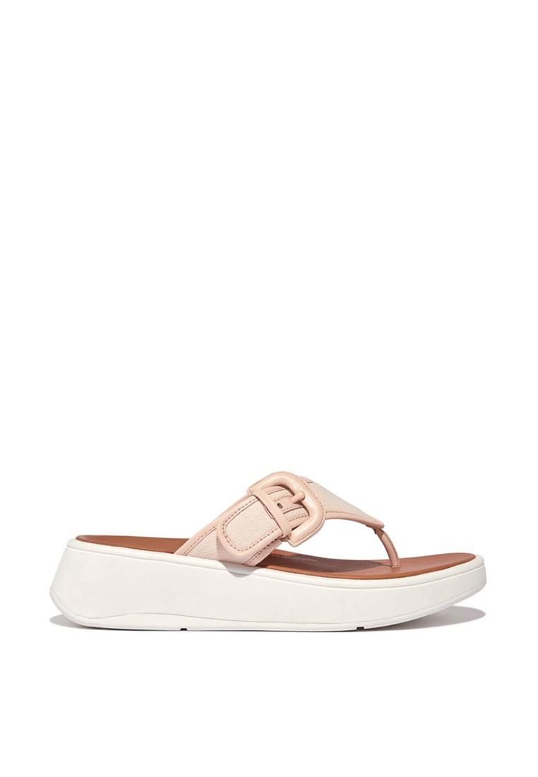 FitFlop F-MODE Women's Buckle Canvas Flatform Toe-Post Sandals - Rose Foam (FY6-A41)