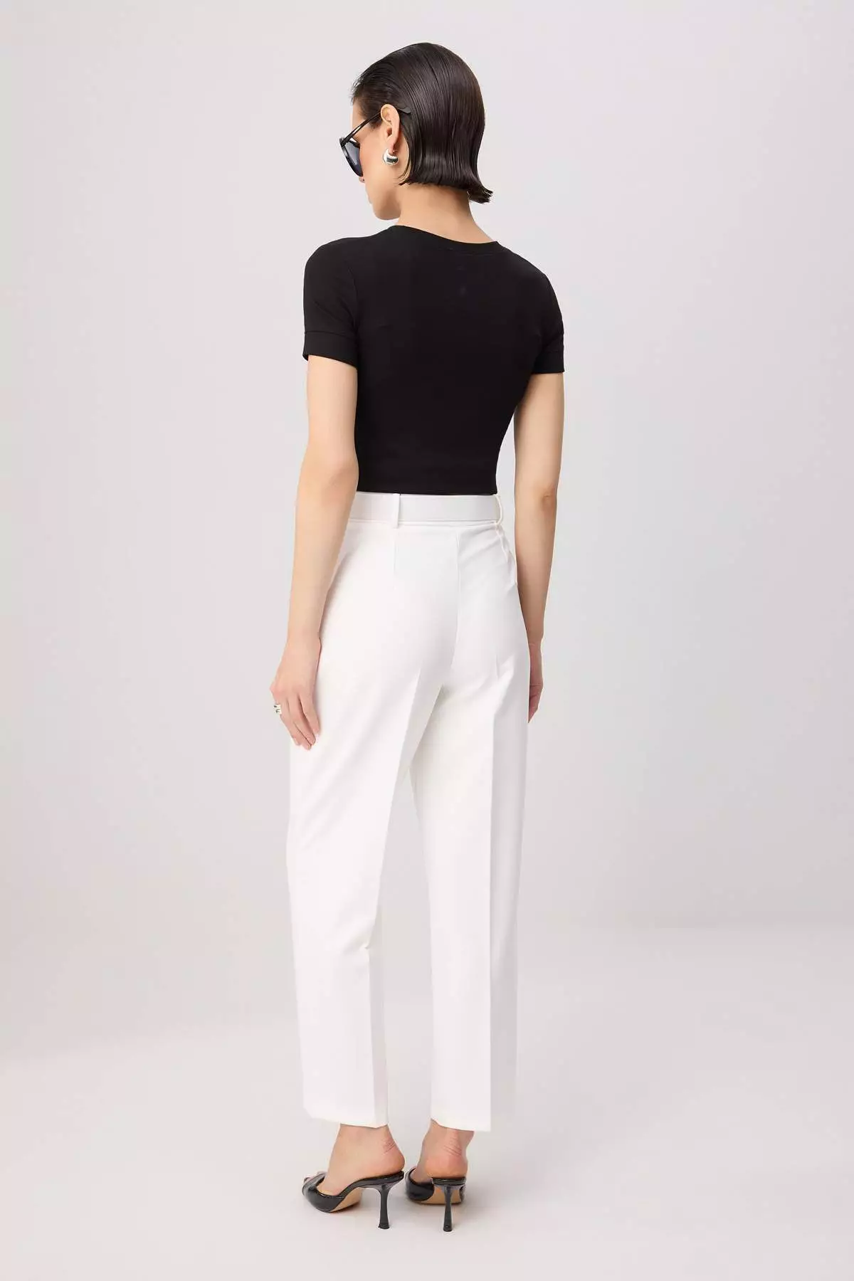 White Belted Ankle-Length Trousers Twoaw25Pl00043