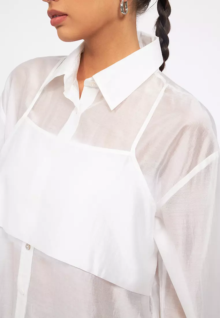 Double Layered Long Sleeve Sheer Blouse