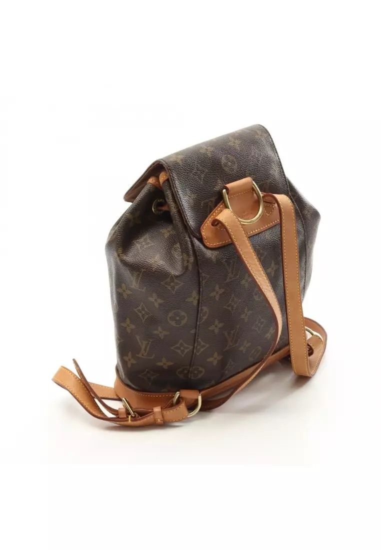 Pre-Loved Louis Vuitton Montsouris MM monogram Backpack rucksack PVC leather Brown