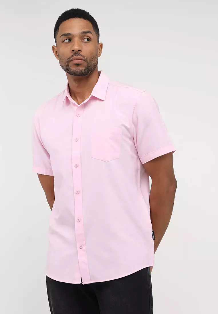 Boys pink short sleeve best sale shirt