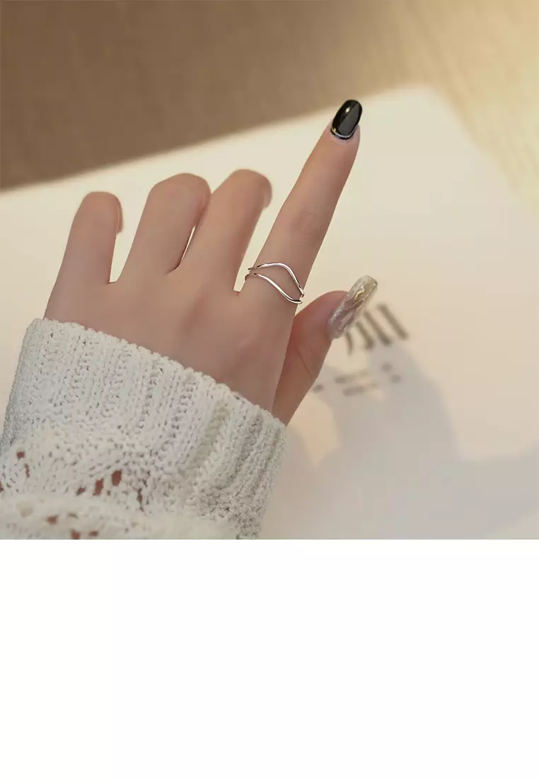 925 Sterling Silver Adjustable Wave Ring - Open Ring Jewelry For Women