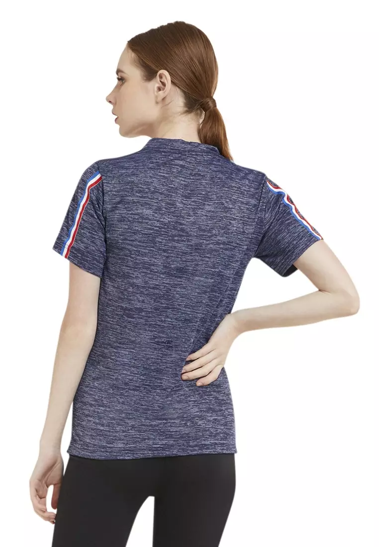 Marsya T-shirt Lengan Pendek Wanita V-neckline Aksen List Baju Atasan Regular Fit - Navy