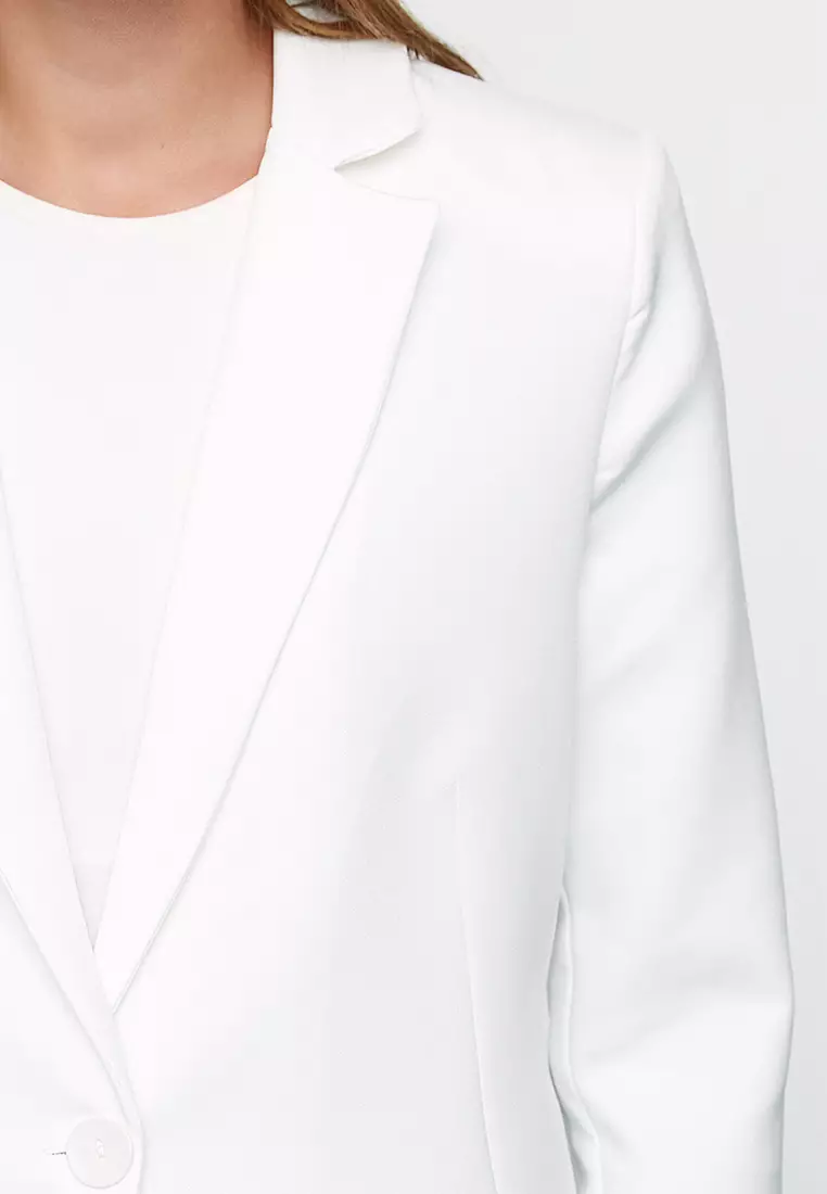 Regular Lined Detailed Woven Blazer Jacket