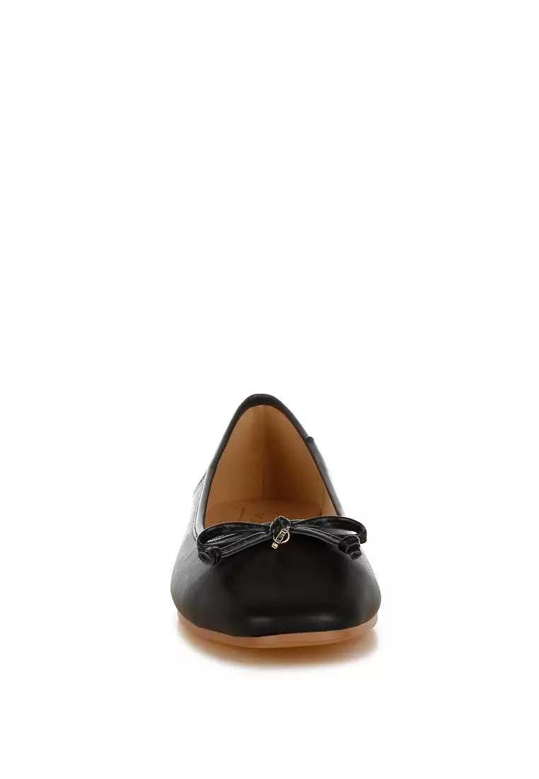 Faux Leather Casual Ballerinas in Black