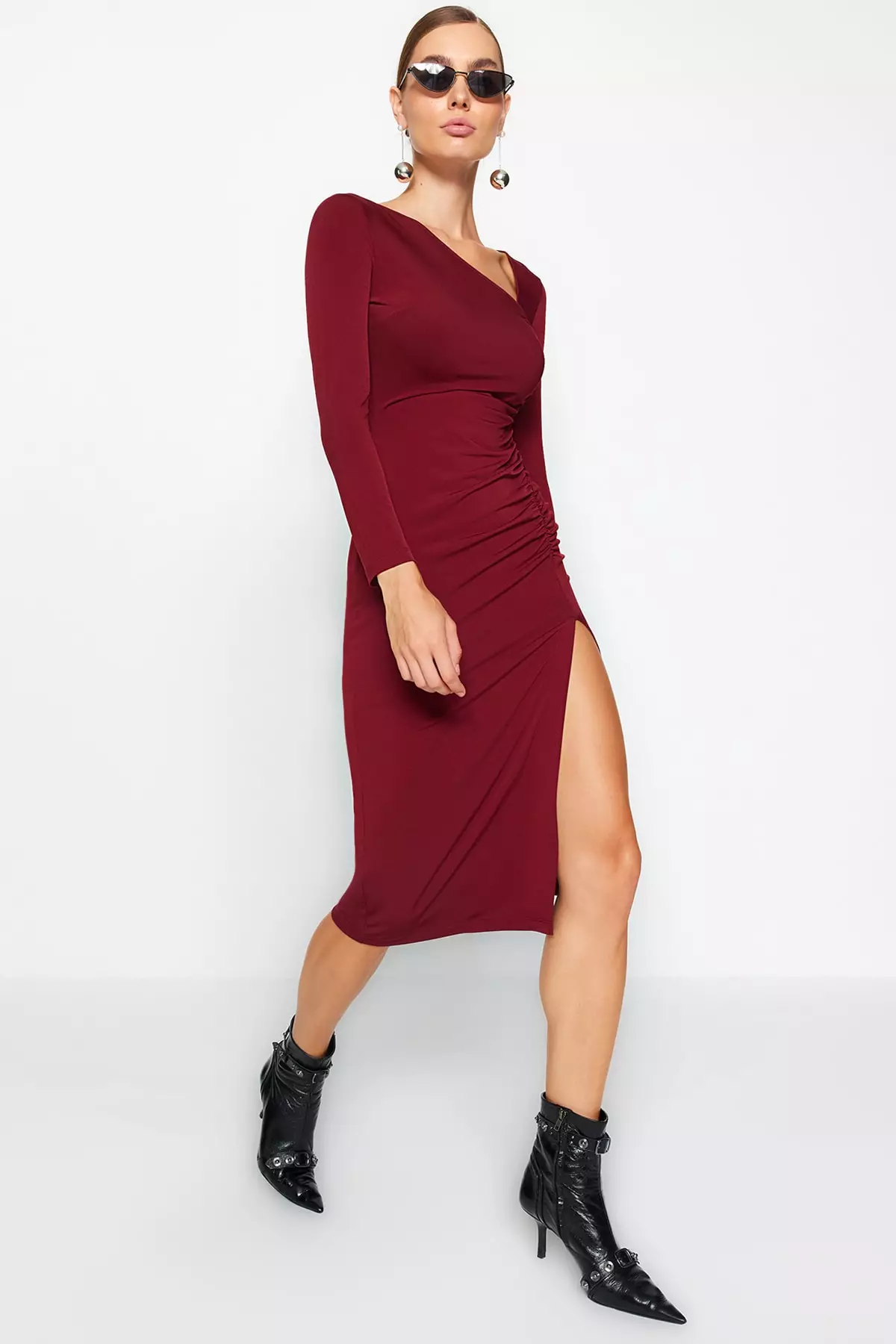 Vestido Bodycon Fiesta Vestido Ajustado De Punto Con Cuello Asimétrico - Ideal Para Fiestas Y Eventos Especiales Vestido Fiesta Mujer