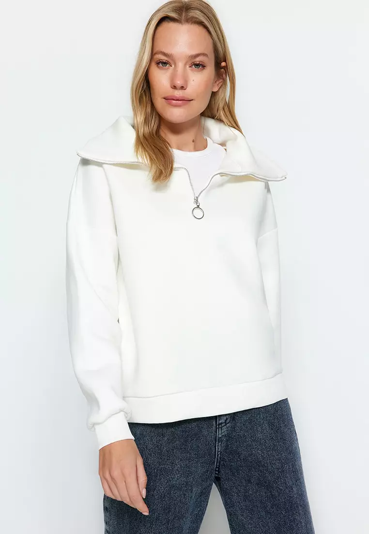 Sweatshirt with zip collar hot sale