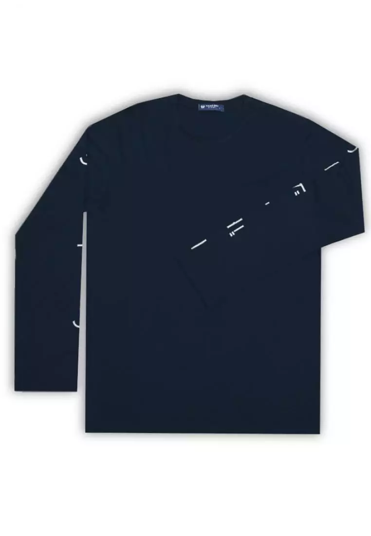 MTH91 L/S Long Sleeve Kaos Pria Simple Jepang Lengan Panjang Katakana Kerning Navy