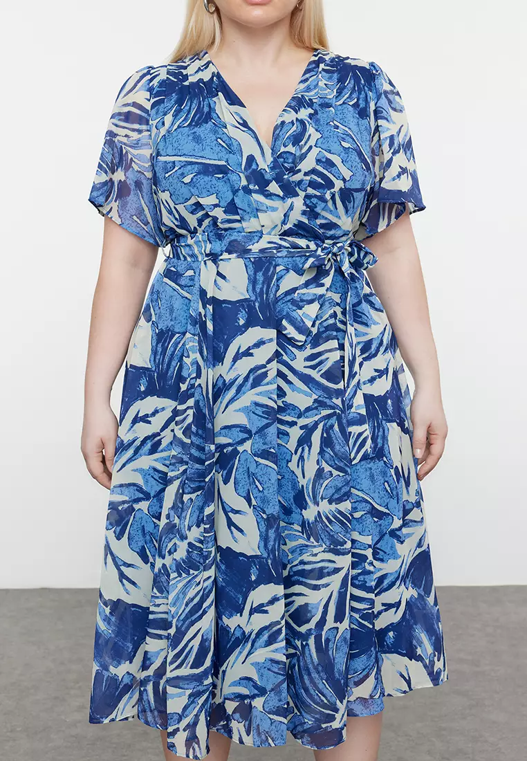 Plus Size Wrap Midi Dress