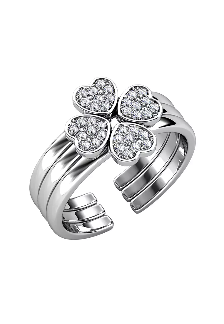 Tri Clover Ring - Cincin Crystal Premium by Her Jewellery