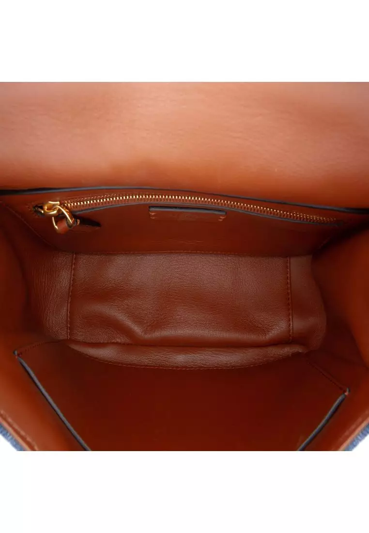 Pre-Loved Valentino Medium Denim Roman Stud Satchel