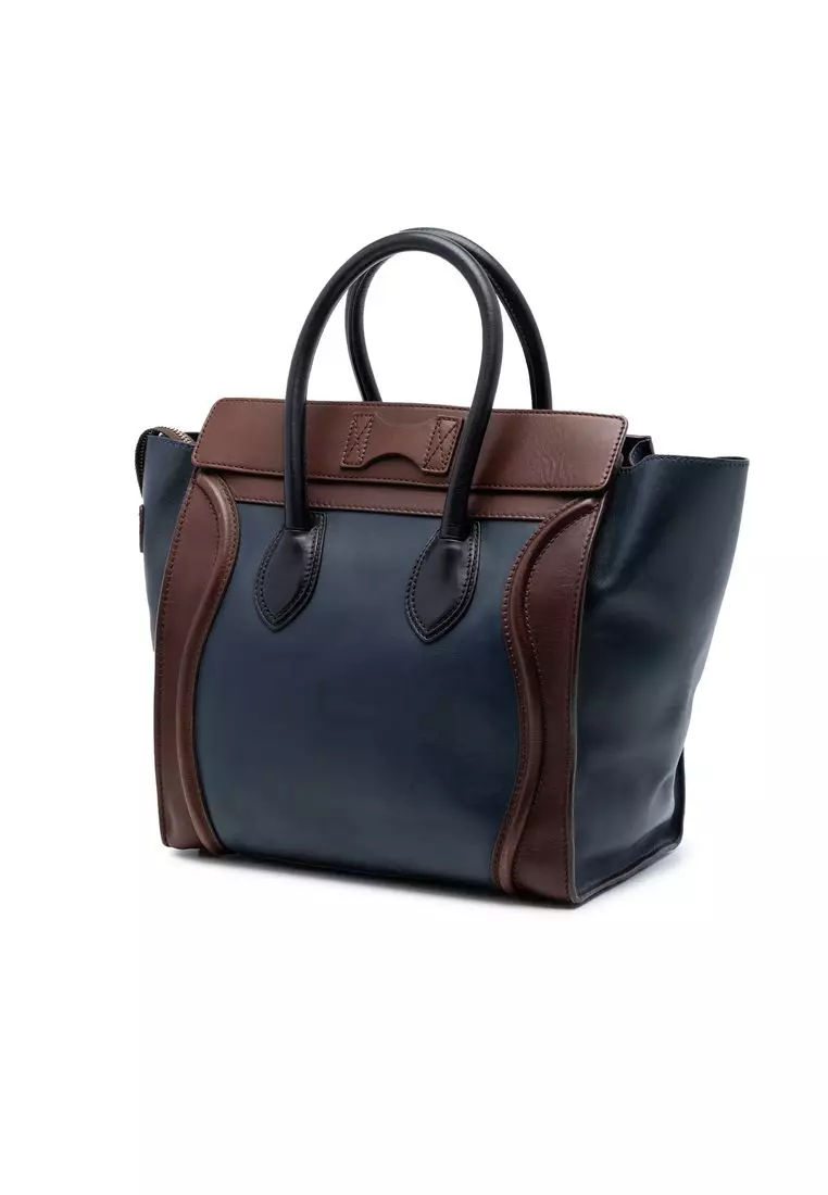 Pre-Loved Celine Mini Tricolor Leather Luggage Tote