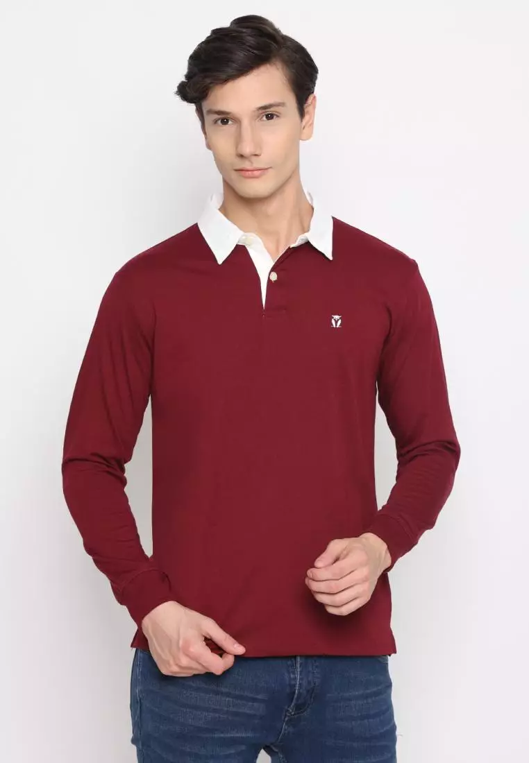 Matsuda Kaos Rugby Polo Shirt Pria Lengan Panjang Fujidera