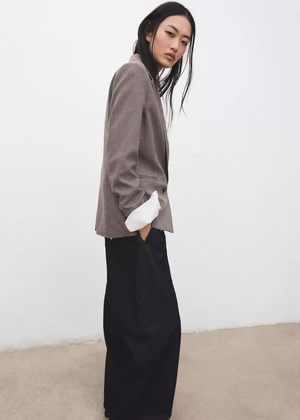 Blazer double-breasted bermotif houndstooth mikro