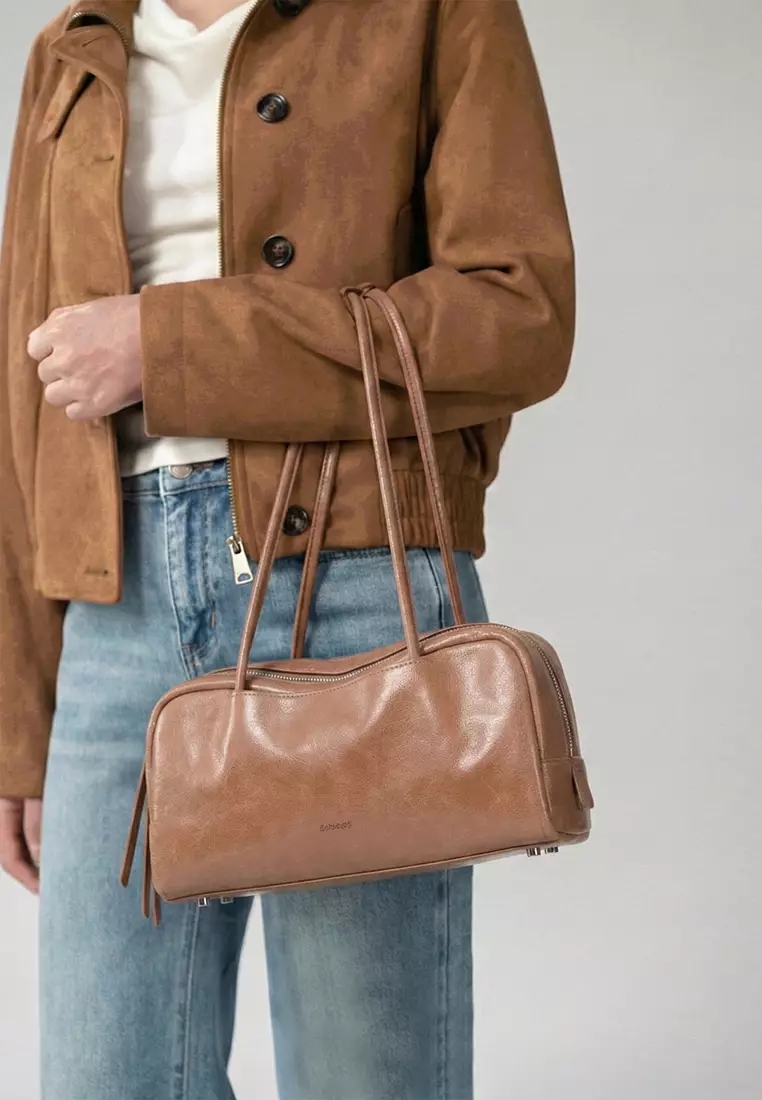 TONA Pocket East West Boston Bag - Distressed Taupe