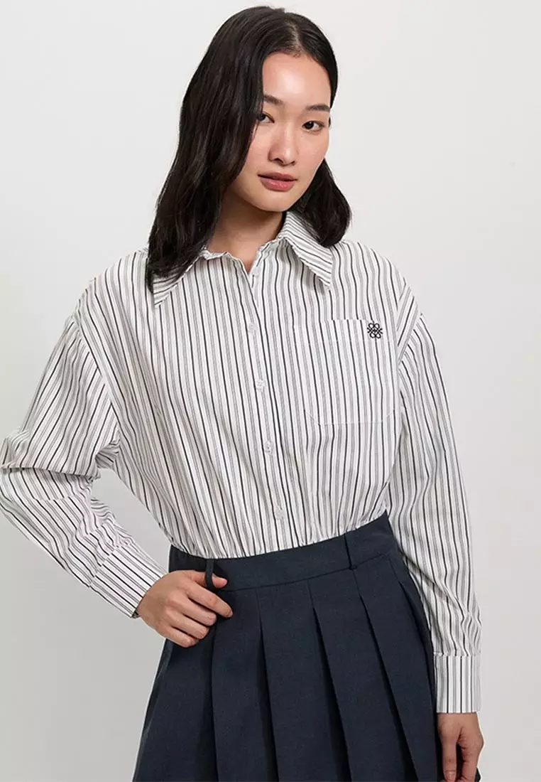 Striped Button-Up Shirt Dress