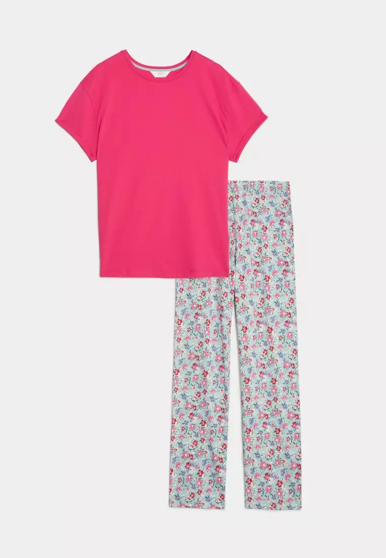 Buy MARKS & SPENCER Pure Cotton Floral Print Pyjama Set 2024 Online ...