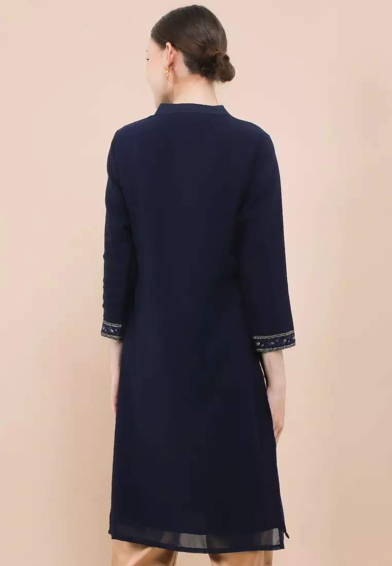 Chanira Festive Aliza Tunic-Navy2