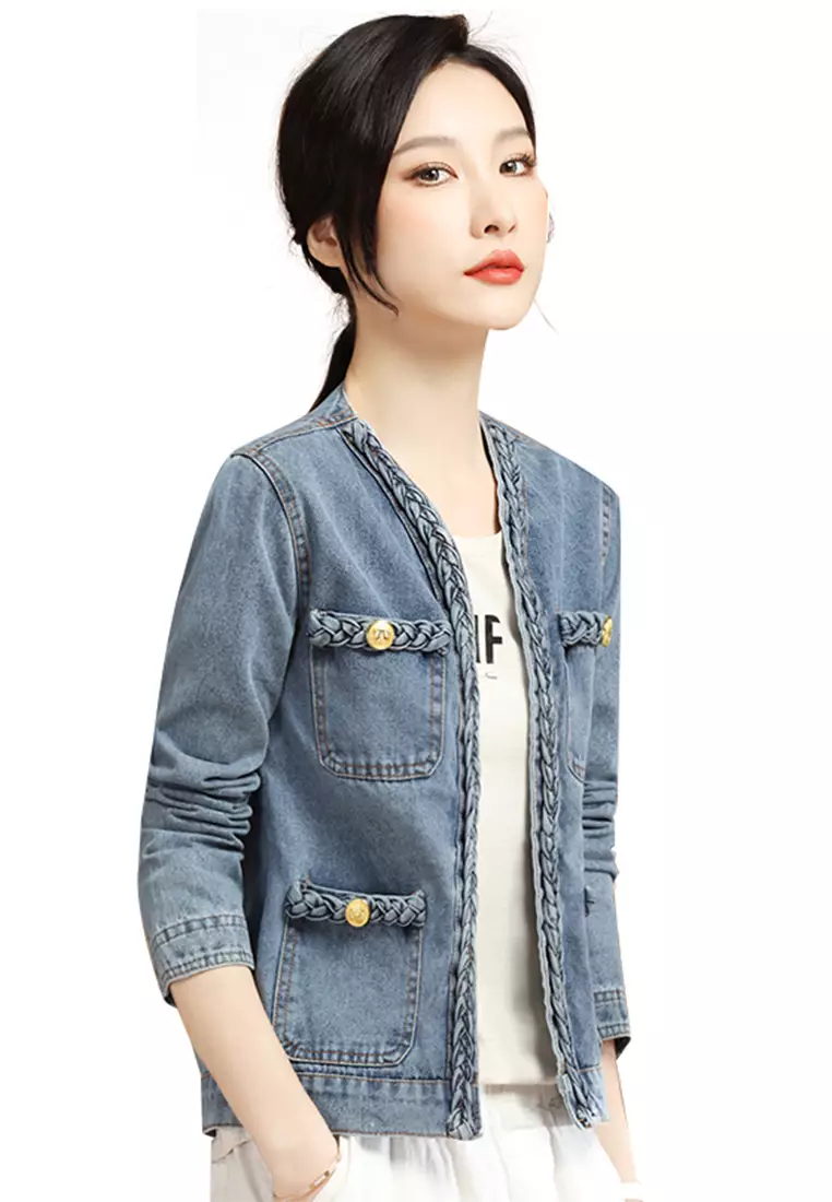 Chinese collar cheap denim jacket