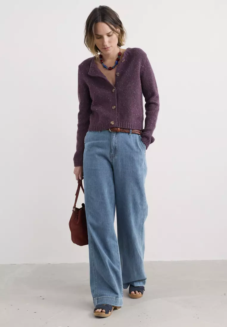 Seasalt Cornwall Purple Dawson Pick Cardigan Merino