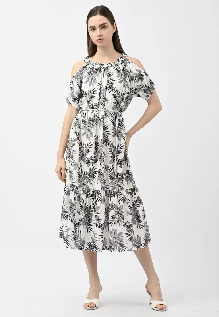 Cold Shoulder Floral Dress
