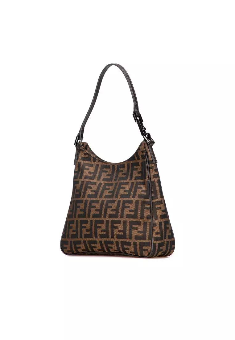 Pre-Loved Fendi Zucca Canvas Shoulder Bag