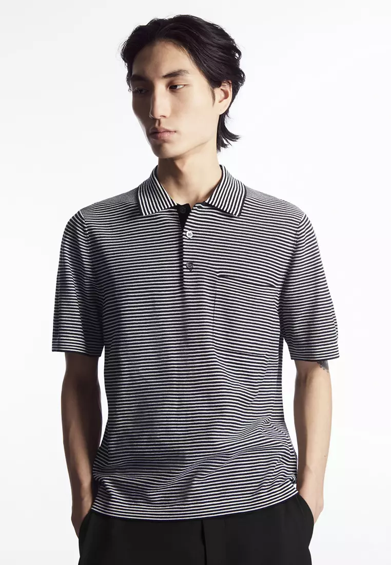Men's waffle knit best sale polo shirt