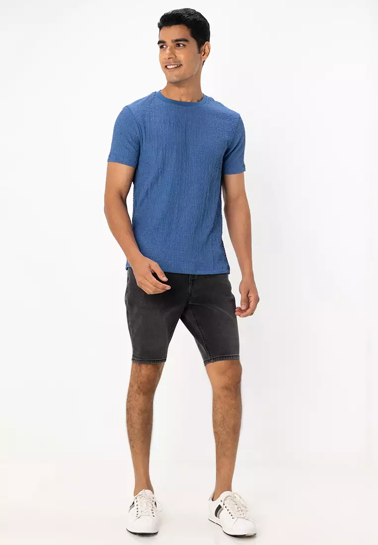 Skinny T-Shirt In Crinkle Texture