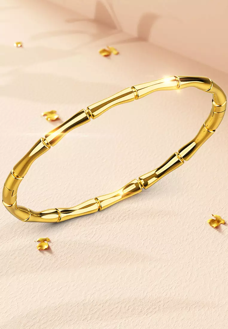 Trunket Bamboo Design Stainless Steel Bangle in Gold