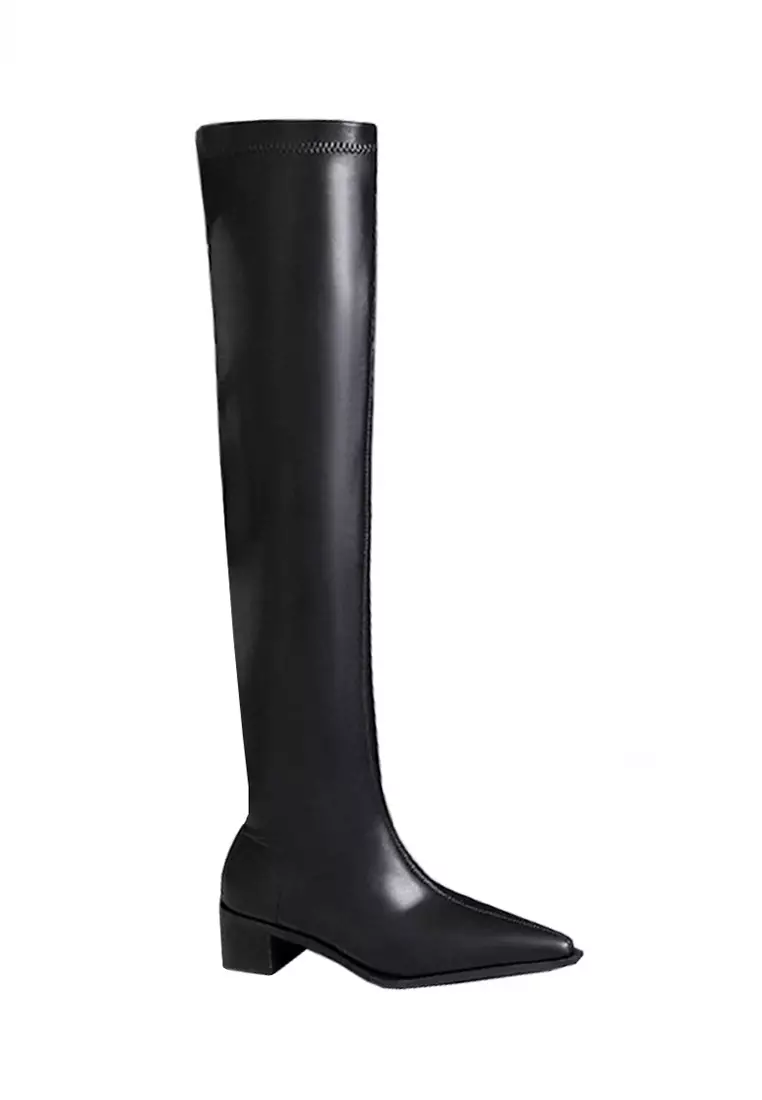 Discount on Twenty Eight Shoes  shoes - SKU: VANSA Slim Over The Knee Stretch Microfiber Leather Boots VSW-B00922