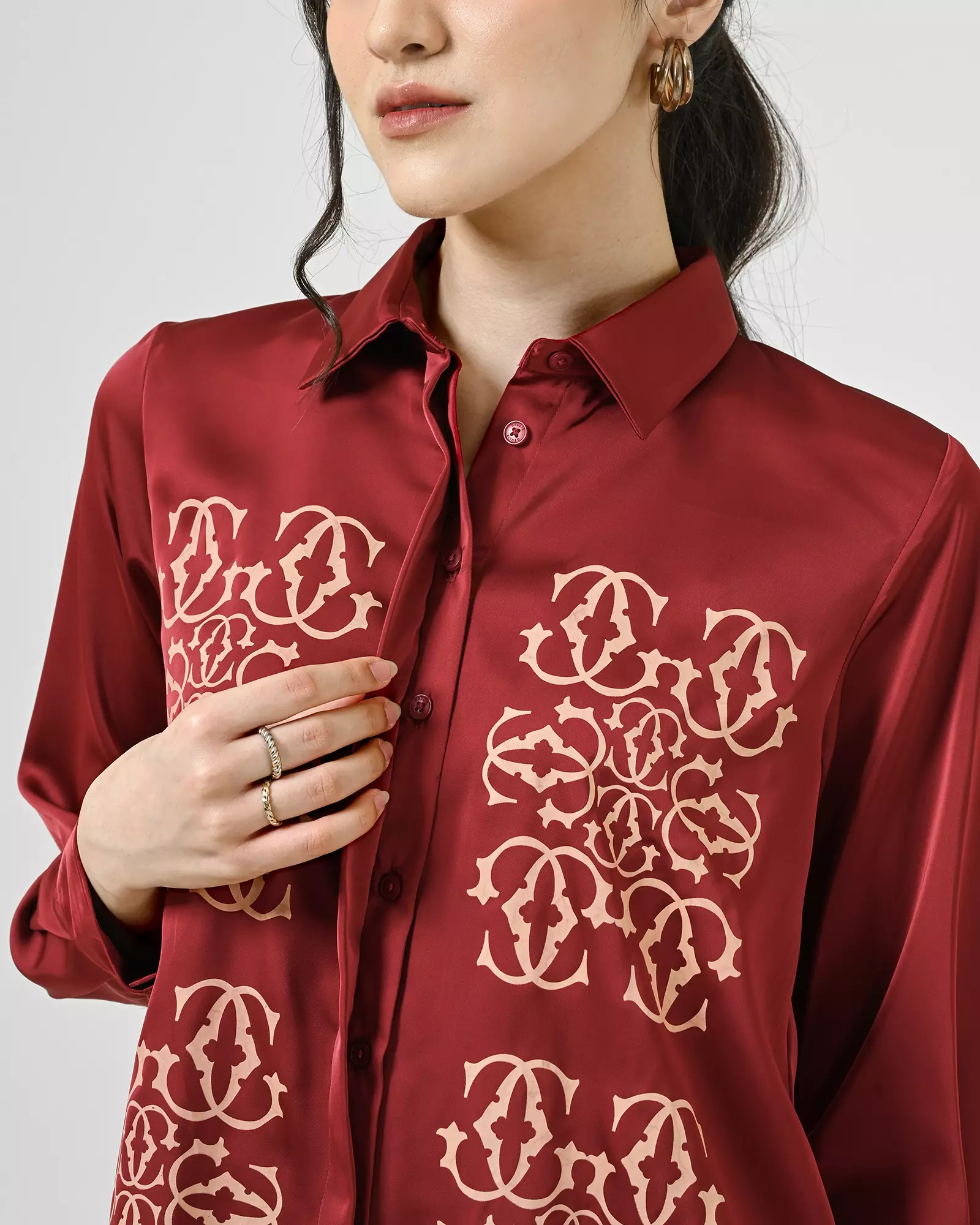 Geulis.id LITARIA SHIRT - Burgundy