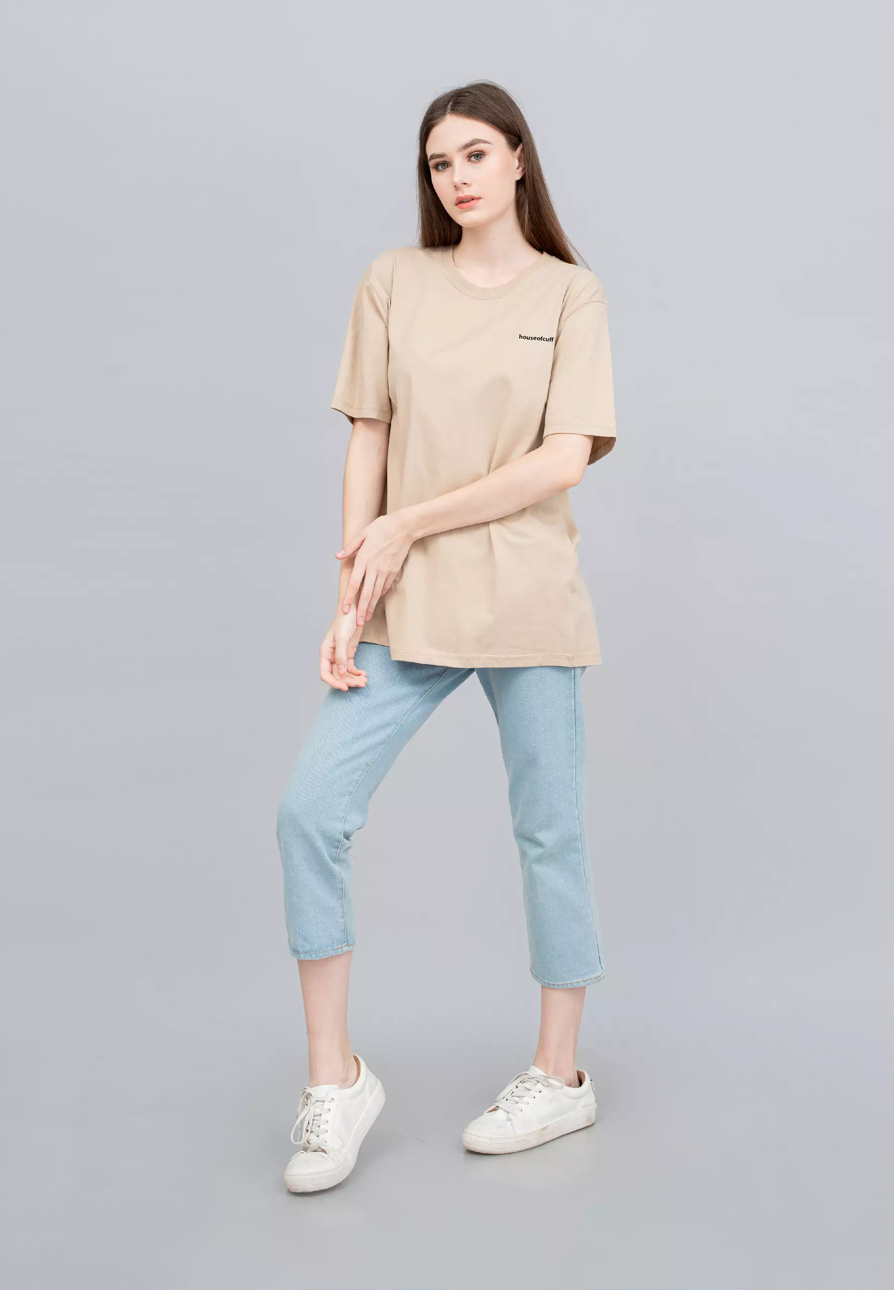 Houseofcuff T-shirt Kaos Polos Pendek Cream Wanita Tersedia Size S-4XL