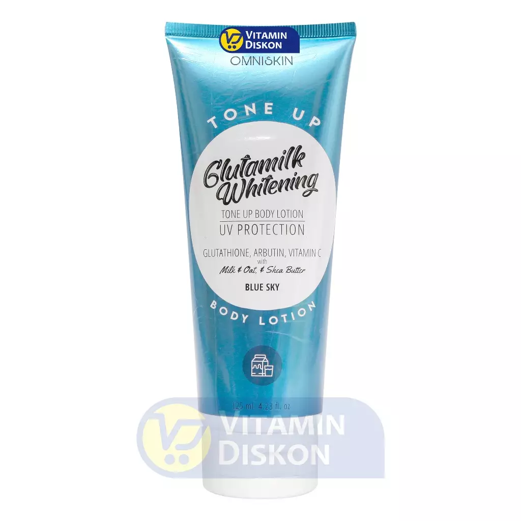 OMNISKIN GLUTAMILK WHITENING TONE UP BODY LOTION BLUE SKY 125ML