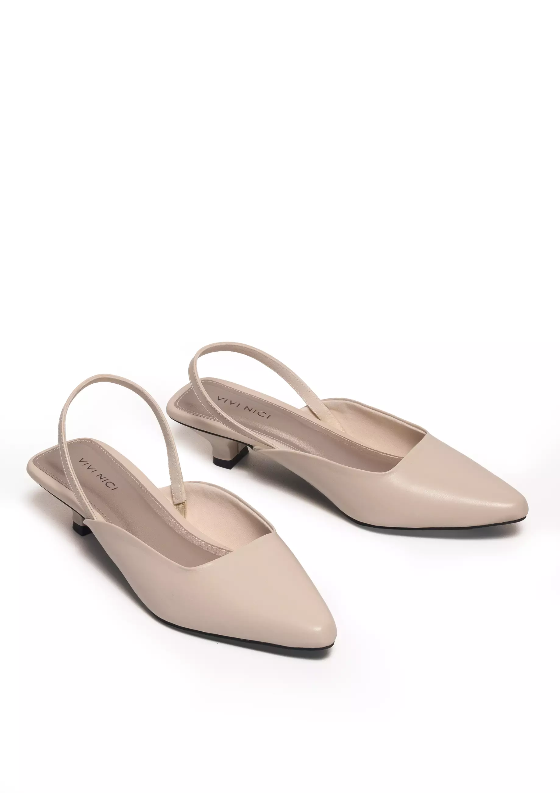 VIVI NICI - Sara Sepatu Sandal Mules Wanita Hak 3 Cm Cannoli Cream