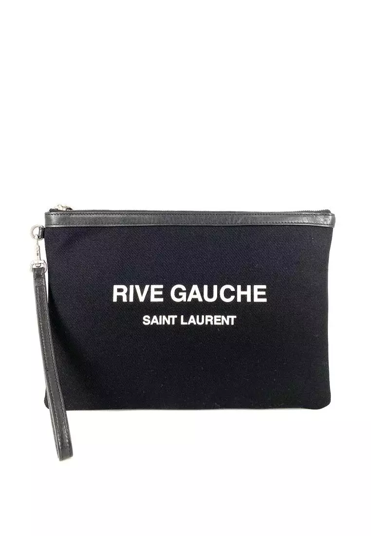 Saint Laurent Rive Gauche Pouch Canvas Black