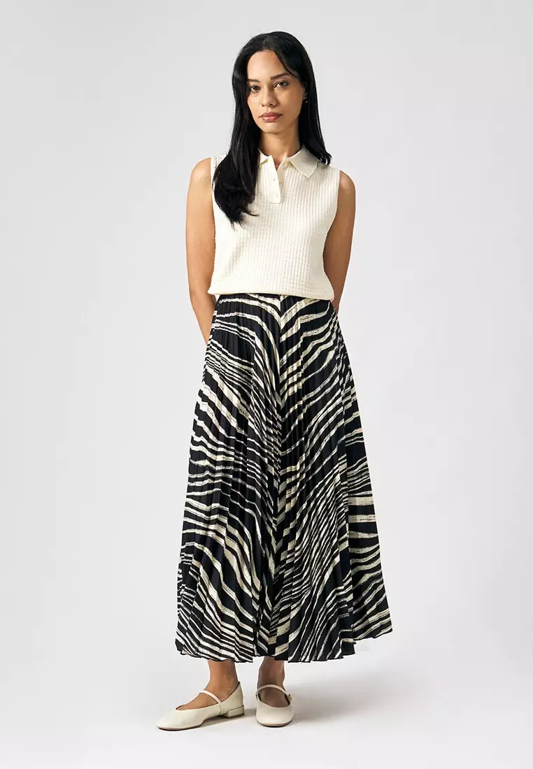 Printed Pleated Skirt