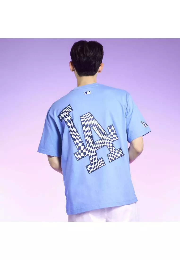 MLB CHECKERBOARD CLIPING LOGO OVERFIT T-SHIRTS LOS ANGELES