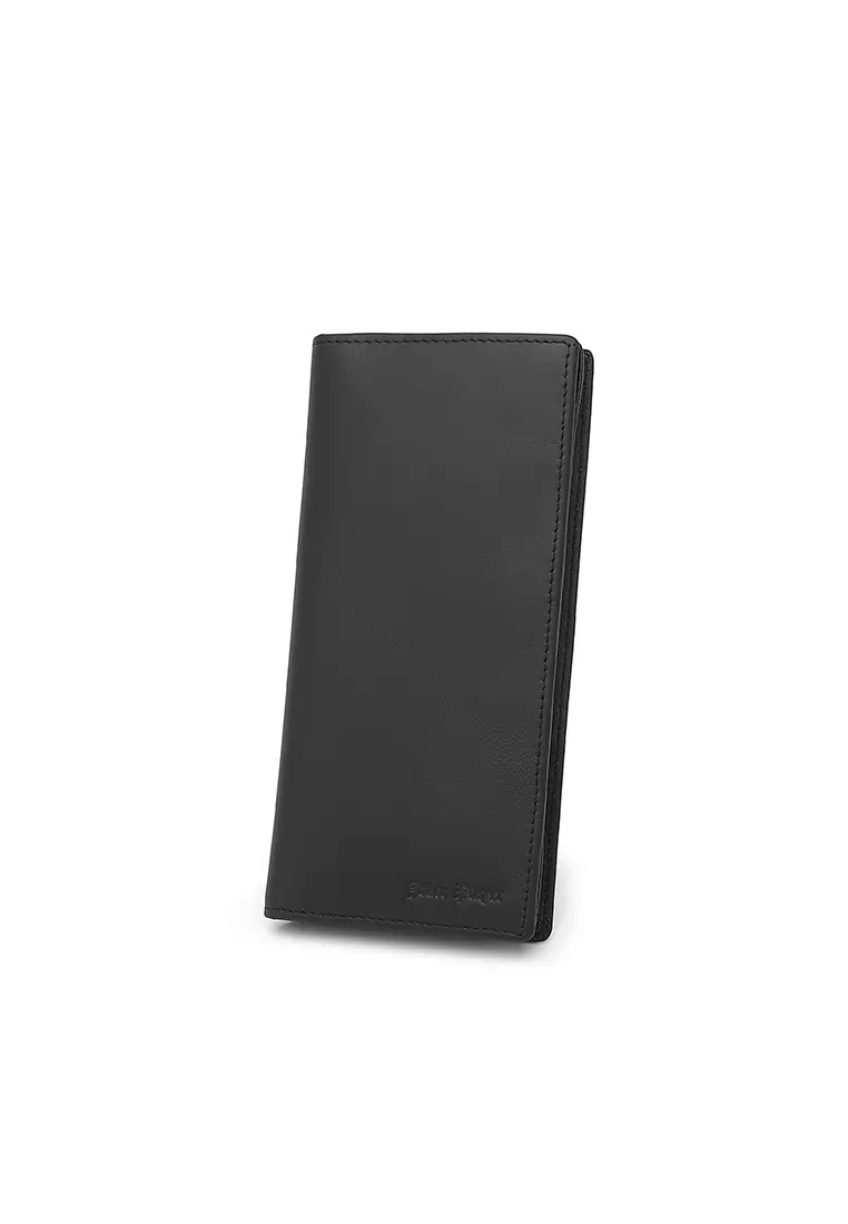 Men's Genuine Leather RFID Blocking Bi Fold Wallet - Black