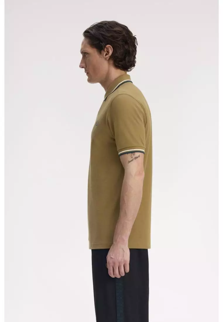 Fred Perry M3600 Twin Tipped Fred Perry Shirt (Shaded Stone / Ecru / Dark Petrol)
