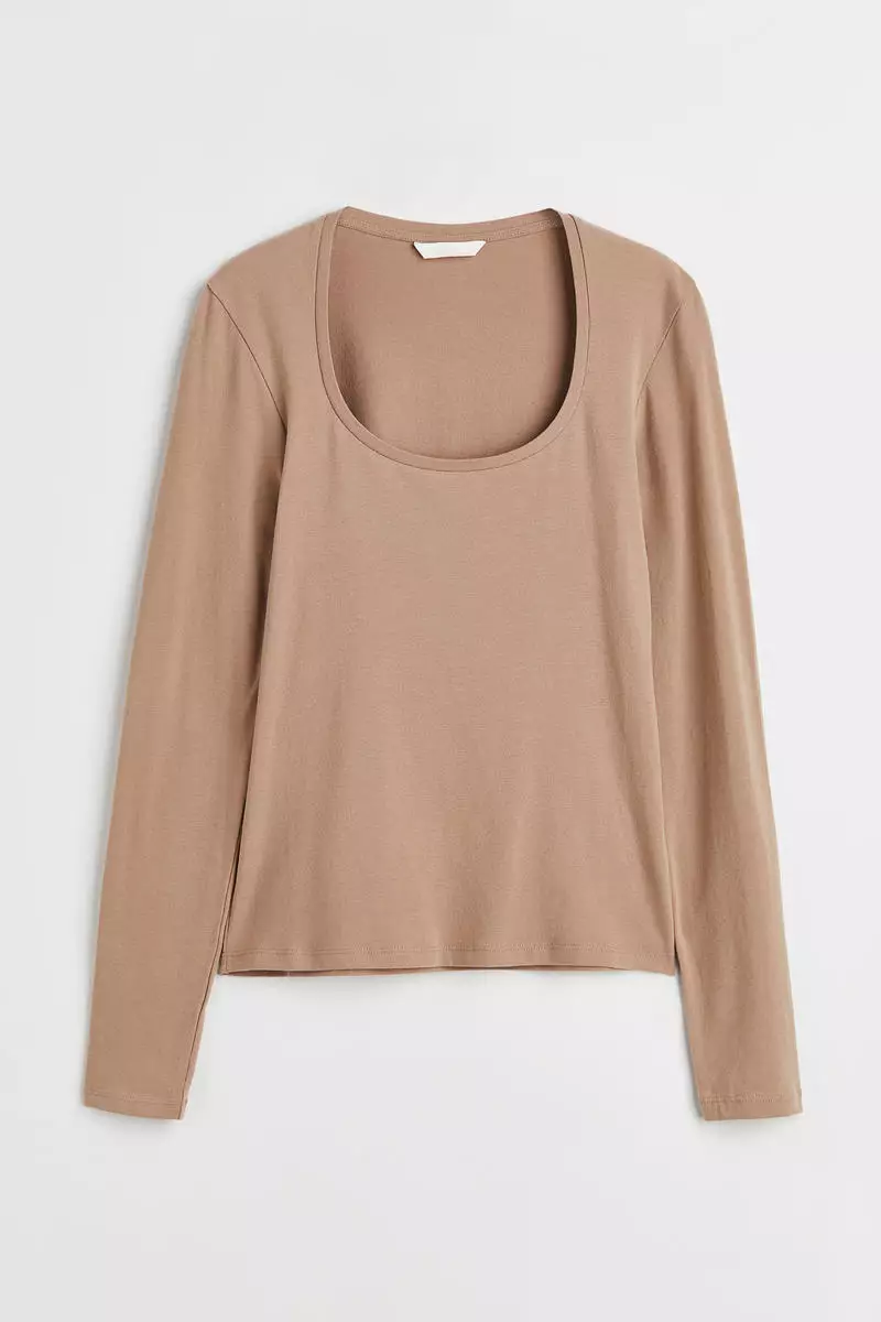 Long-sleeved jersey top