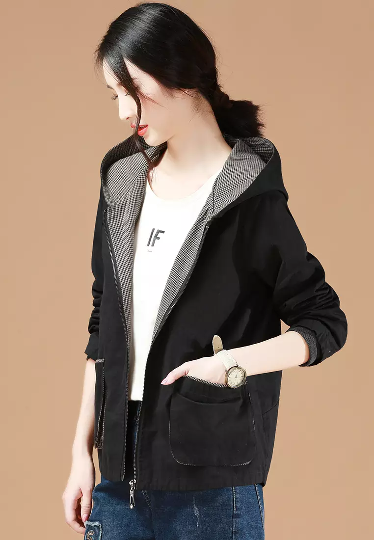 Buy AIN GIRLS Fashion Checkered Stitching Jacket Online ZALORA Malaysia