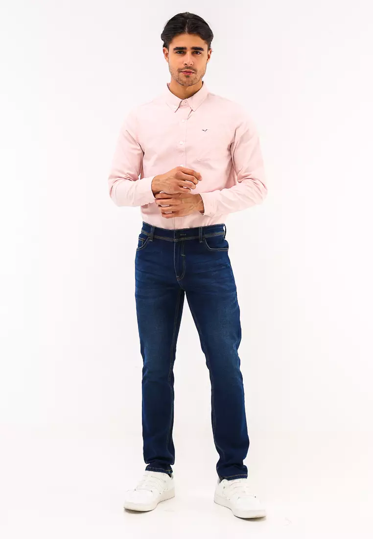 Denim Long Pants Slim Tapered Fit Stretch