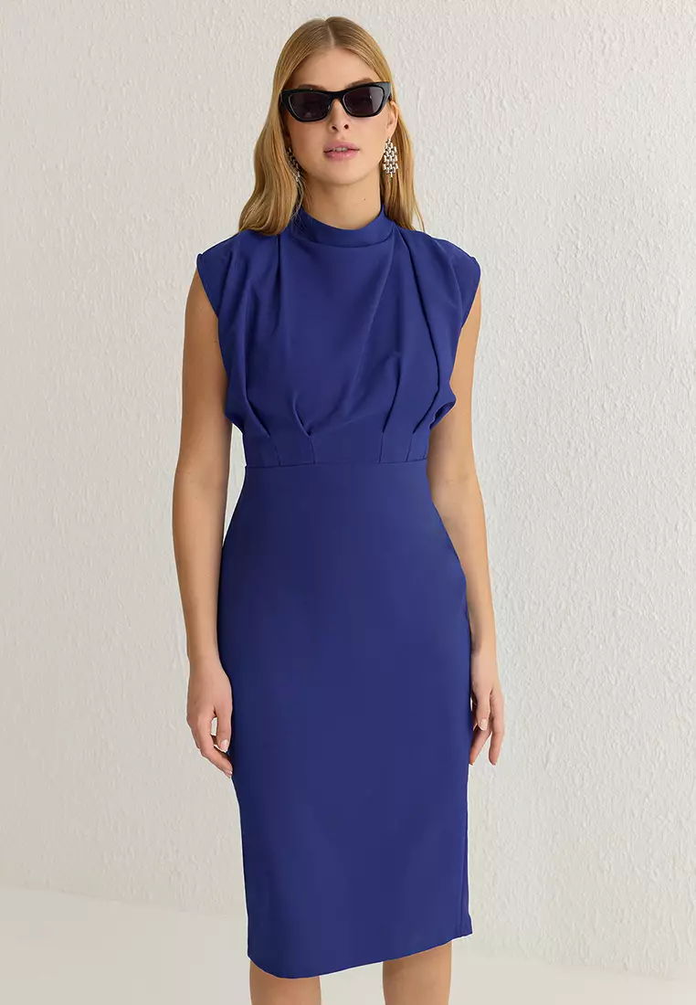 Knee Length Gathered Dress