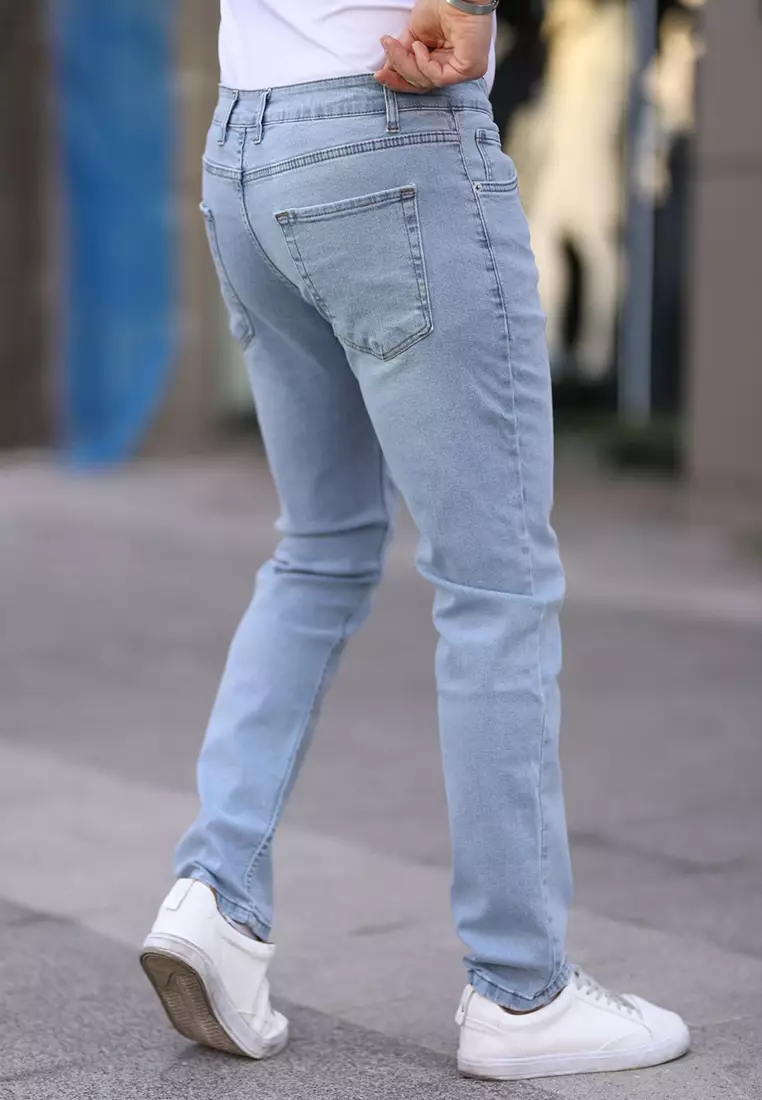 Light Blue Regular Fit Stretch Fabric Jeans Trousers TMNSS25JE00001